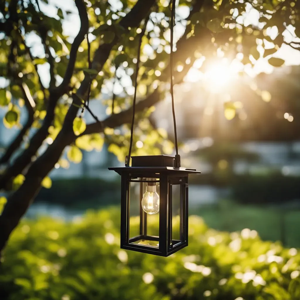 lanterna solar no jardim — exemplo de aplicação de mini gerador solar portátil